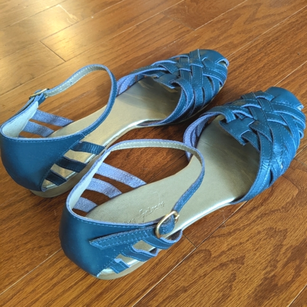 Blue Leather Sandals Size 38